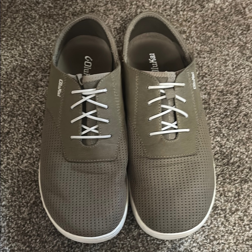 Olukai men’s boat shoes, lightly worn, grey/green
